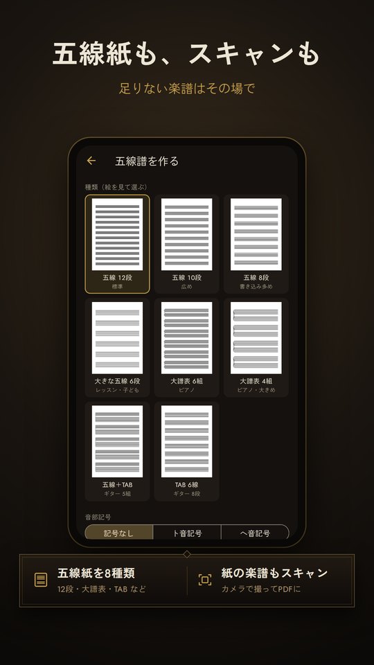 五線紙とスキャンの画面
