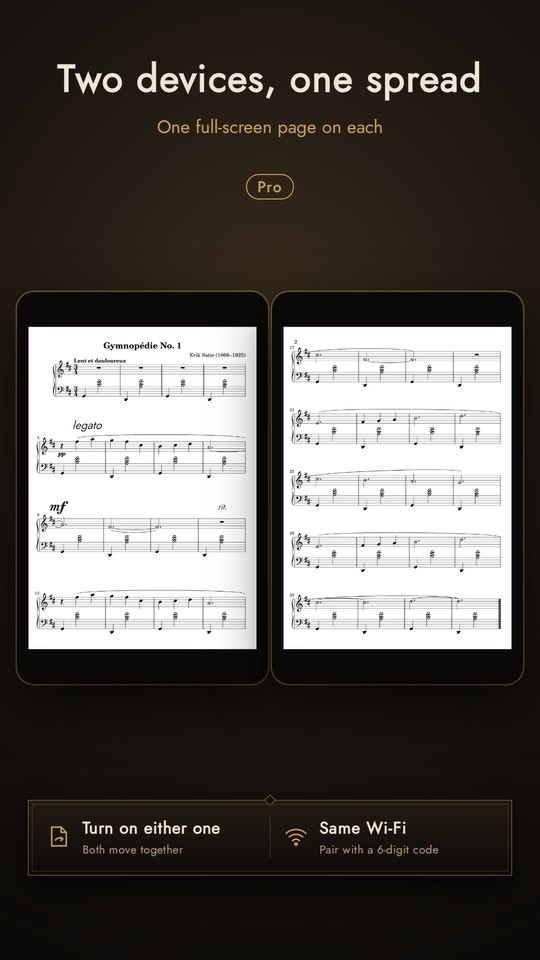 Two devices showing a two-page spread